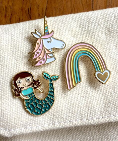 Magical T Set Set Of Three Enamel Pins Unicorn Pin Etsy Magical