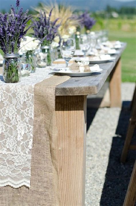 Lavender Lace Burlap Wedding Table Decor Ideas Deer