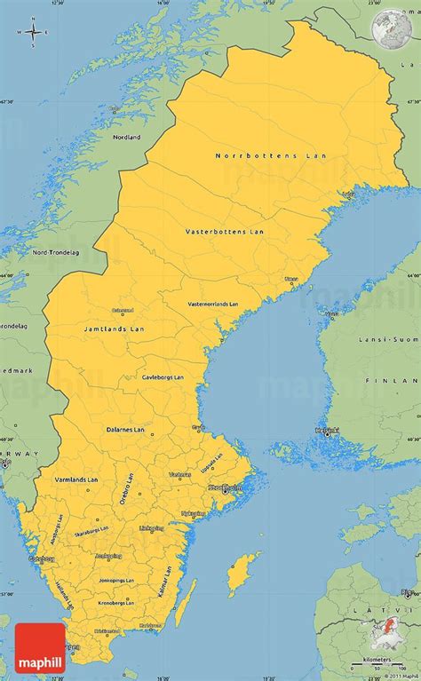 Map of sweden, satellite view. International Psycho-Oncology Society - Sweden