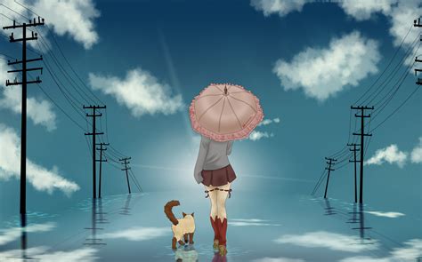 Anime Girl Walking In Rain