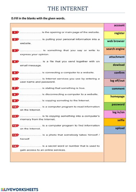 Final exam questions other contents more final exam questions interactive worksheets. The Internet-8th grade Vocabulary 2 worksheet