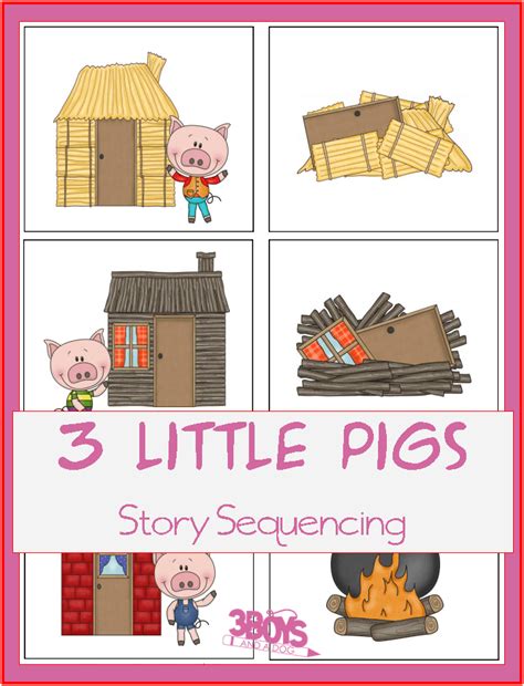 Three Little Pigs Sequencing Printable Story Cards 3 Boys And A Dog