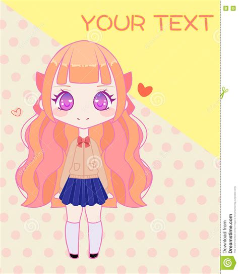 Cute Anime School Girl Template Stock Vector