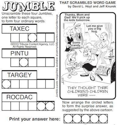 At puzzles to print you will find hundreds of printable puzzles that are absolutely free and ready to print, as well as pdf puzzle books that are easy to purchase and download. Solving the Morning Jumble | GaGa Sisterhood | Jumble word ...