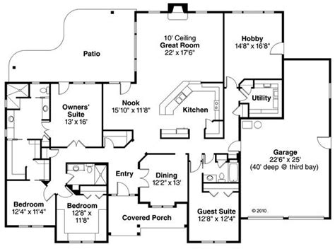 Ranch Style House Plan 4 Beds 3 Baths 3000 Sqft Plan 124 856