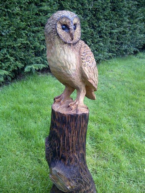 Chainsaw Artist Gallery A Large Sculpture Of A Barn Owl Perched On A
