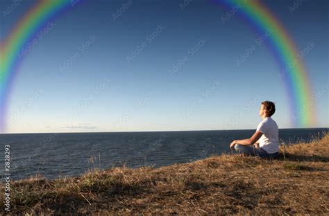 Meditation With Rainbow Stock Foto Adobe Stock