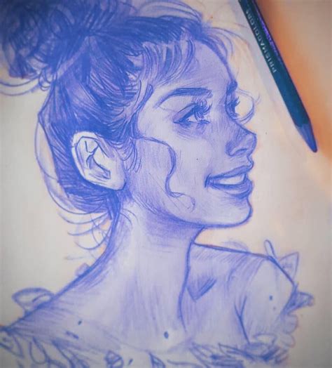 Lovely Blue Pencil Sketch ️👁 By Melmadedooks 🏼 👉follow
