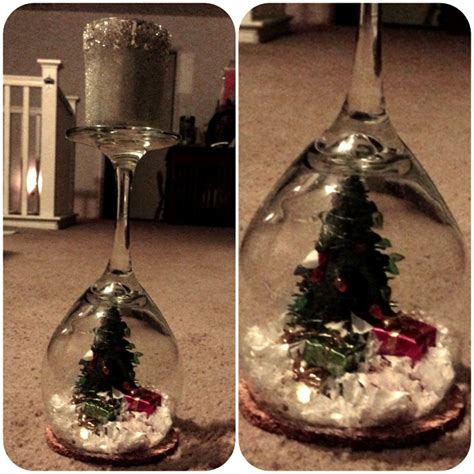 Wine Glass Snow Globe Candle Holder Christmas Wine Glass Candle