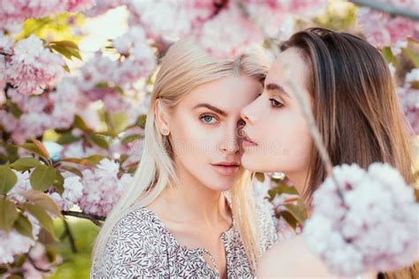 Spring Girls Fashion Portrait Of A Two Beautiful Sensual Woman In