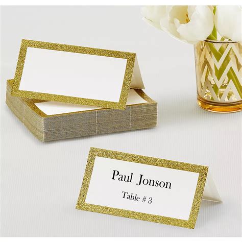 Glitter Gold Place Cards 50ct Party City