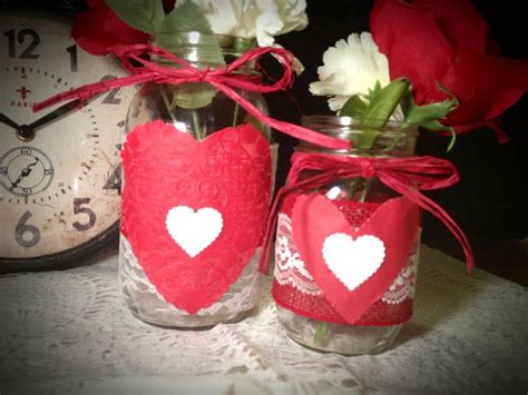 Decorated Mason Jars Valentines Day Mason Jars By Queenbeader 1700