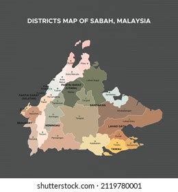Districts Map Penang Pulau Pinang Malaysia Stock Vector Royalty Free