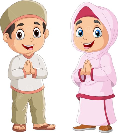 Kartun Pria Dan Wanita Muslim Bahagia Istri Islam Gaun Png Dan