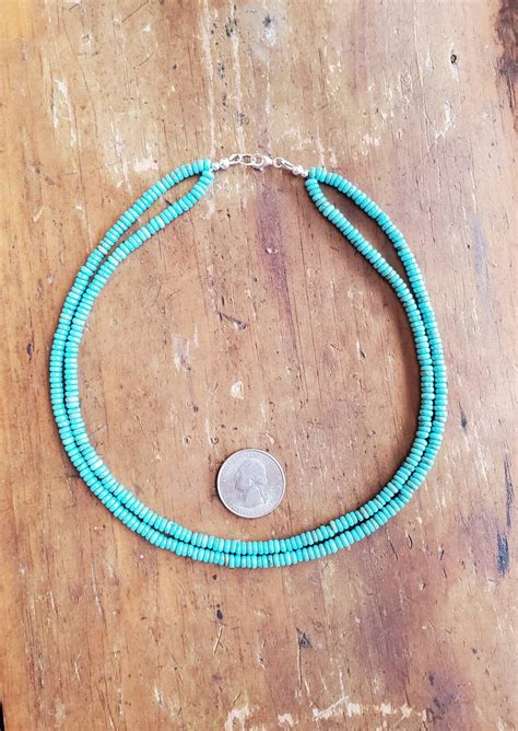 Double Strand Natural Turquoise Necklace Native American Arizona