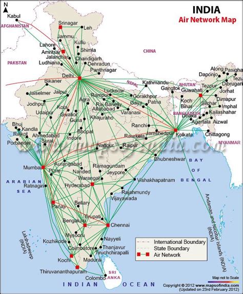 India Air Routes Network Map Air Routes Network Map Map India World