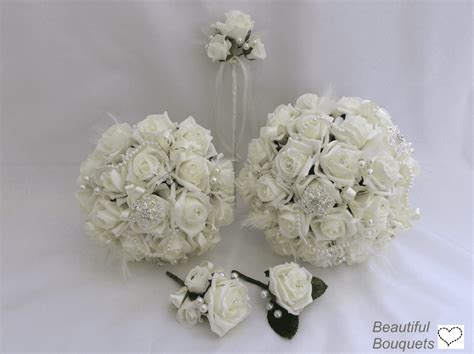 Artificial Wedding Flowers Package Pearls Rose 2 Colours