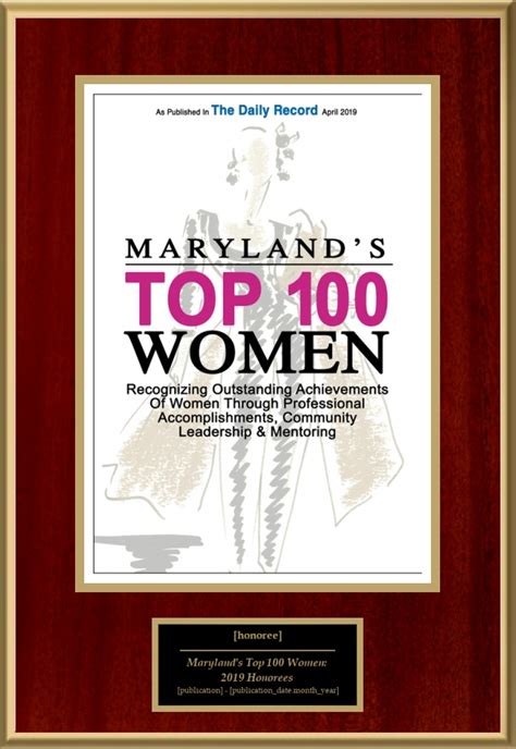 Marylands Top 100 Women 2019 Honorees American Registry