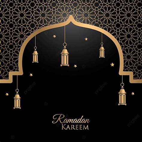 Ramadan Kareem Islamic Greeting Design Black Background With Gold