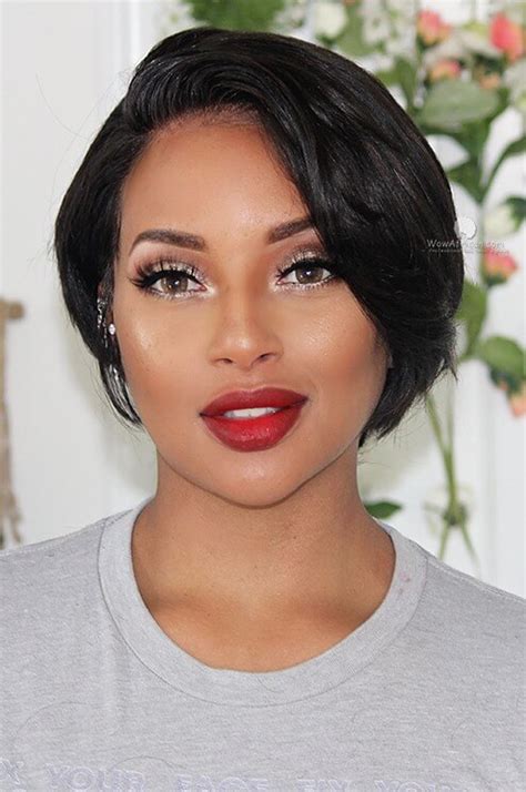 Keep the bangs the same length as the rest of the hair for a sleeker look, or tuck one side behind the ear to add a playful element. Pixie Cut Wigs For Black Women - 20+ » Short Haircuts Models
