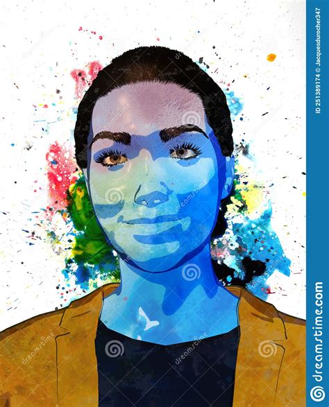 Woman Portrait Illustration Watercolor Painting Abstract Background