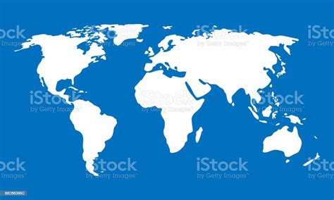 White World Map On Blue Background Vector Illustration Stock