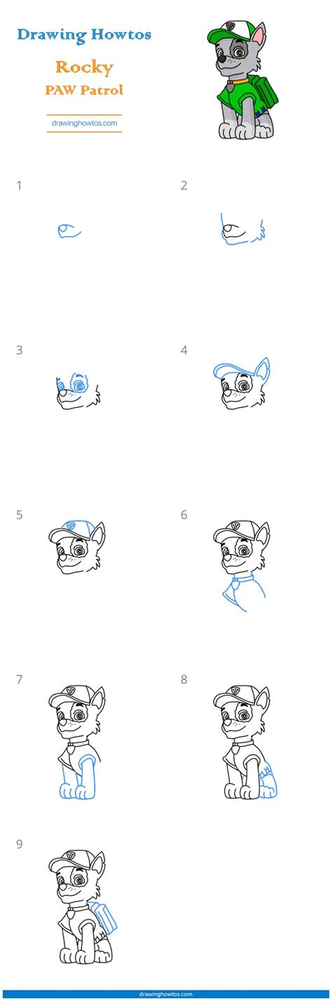 How To Draw Rocky From Paw Patrol Step By Step Easy Drawing Guides