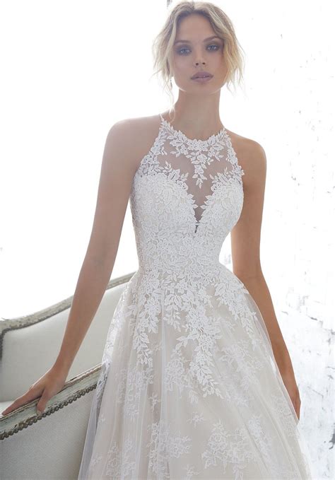 af couture by morilee 1702 kayleigh lace halter ball gown wedding dress in 2020 wedding