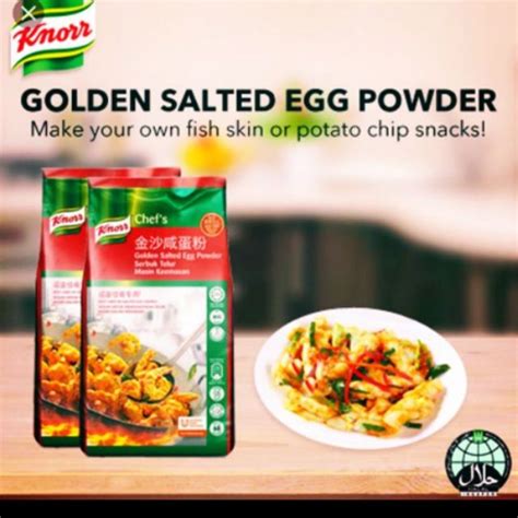 Chicken egg, maltodextrin, shortening powder palm fat, palm oil, glucose syrup, sodium caseinate (contains milk derivatives), yeast extract, creamer [whey protein (contains milk derivatives), maltodextrin, lactose. Knorr Salted Egg Powder 80gm Re-Pack by Muslim *HALAL* exp ...