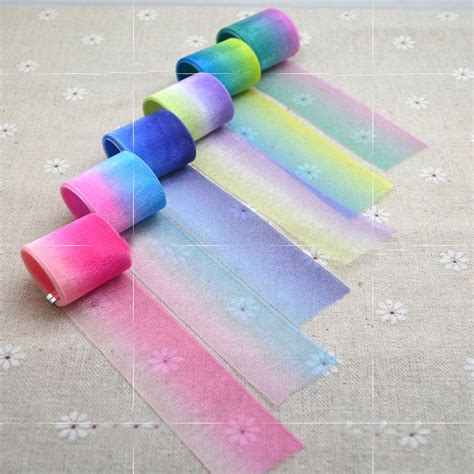 Yy Diy Pretty 6 Meters Gradient Color Printed Ribbon Set Webbing Satin Cartoon Hairbow Ribbon