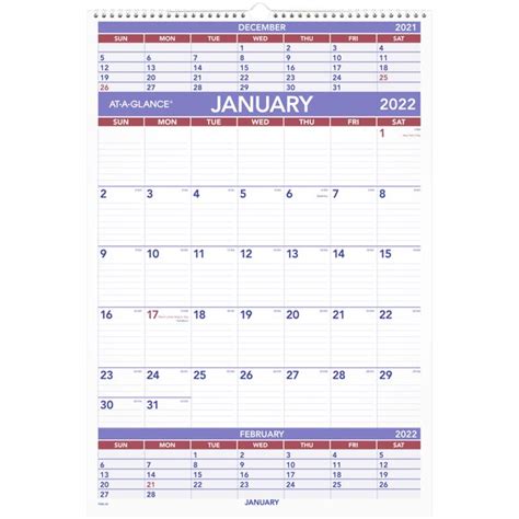 At A Glance 2022 3 Month Wall Calendar Large 15 12 X 22 34