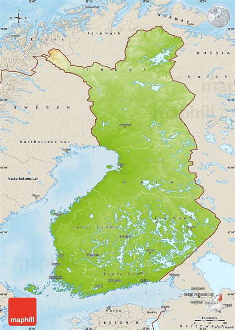 Physical Map Of Finland Shaded Relief Outside