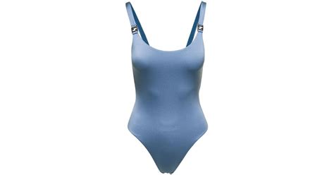 Fendi Light E One Piece Swimsuit With Metal Ff Detail In Polyamide