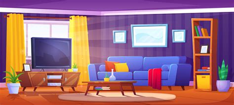 Cartoon Living Room Interior With Sofa And Tv 21493245 Vector Art At