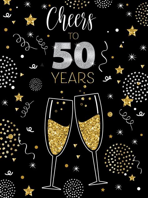 Cheers To 50 Years A Champagne Toast Glitter And Confetti Party Decor