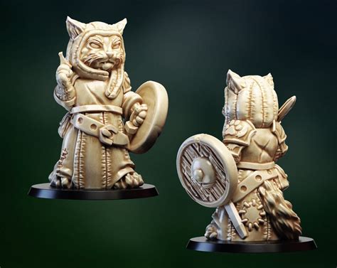 35 Mm Catfolk Fighter Miniature For Dungeons And Etsy