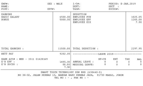 Malaysia Payslip Template Free Download Contoh Proforma Invoice