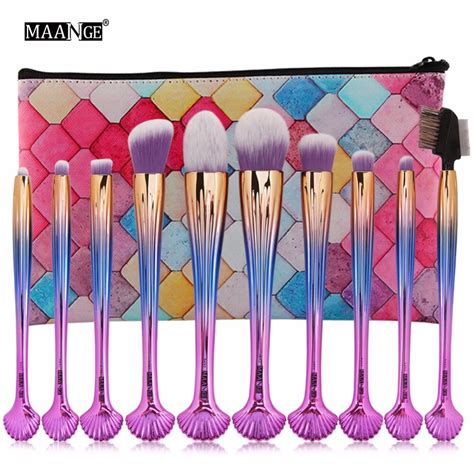 maange 10pcs new cosmetic makeup brushes tool set power foundation eye shadow beauty essential