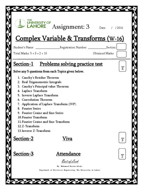 Complex Variable And Transforms Assignment 3 Pdf