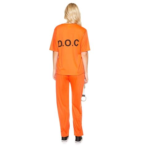 Adults Ladies Prisoners Costume Girl Orange Convict Halloween Fancy