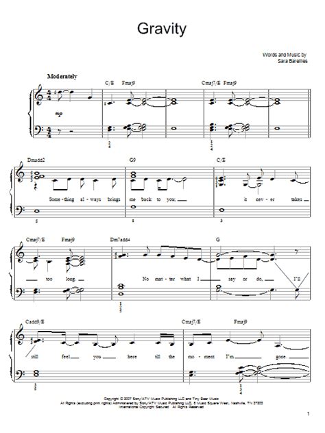 Gravity Sheet Music Direct