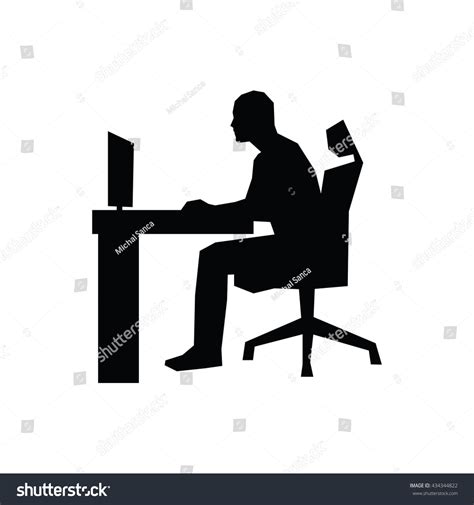 Man Sitting On Office Chair Table Stock Vector 434344822 Shutterstock