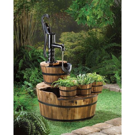 How does well pump work? Old Fashioned Water Well Pump Barrel Fountain & Planter ...