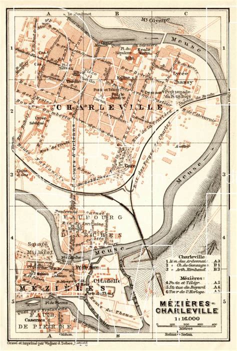 Old Map Of Charleville Mézières Mézières Charleville In 1909 Buy