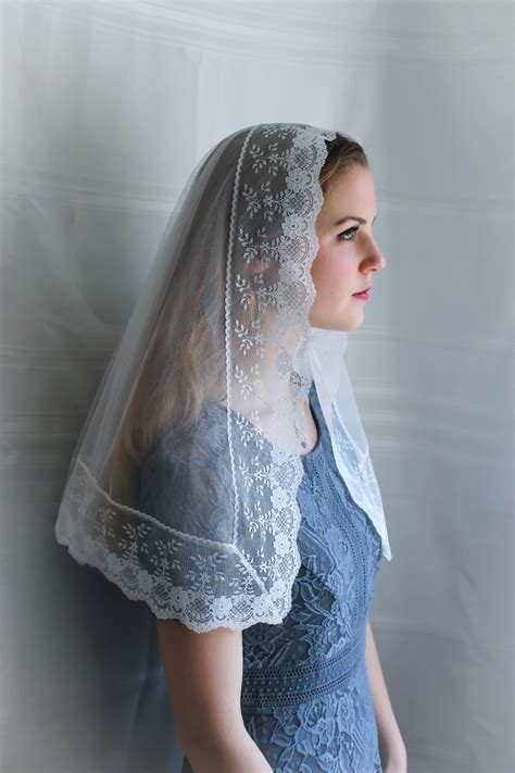 Evintage Veils~ Pure Cream White D Shaped Traditional Catholic Lovely