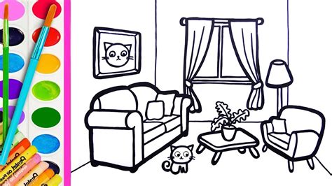 Living Room Drawing Easy For Kids How To Draw Living Room For Kids