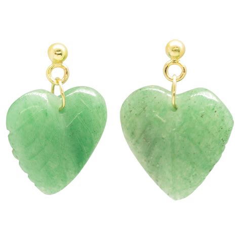 Carved Natural Jadeite Jade 18k Yellow Gold Dangle Drop Earrings Intini Jewels For Sale At