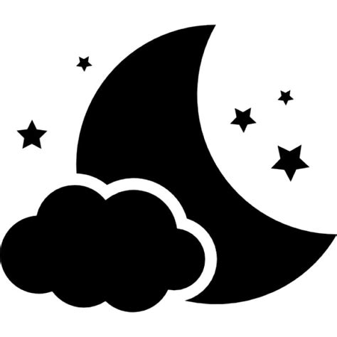 Night Symbol Of The Moon With A Cloud And Stars Icons Free Download