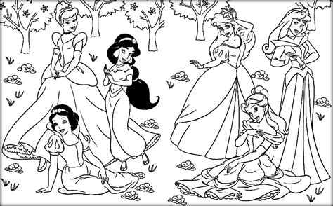 Disney Princesses All Together Coloring Pages Coloring Pages