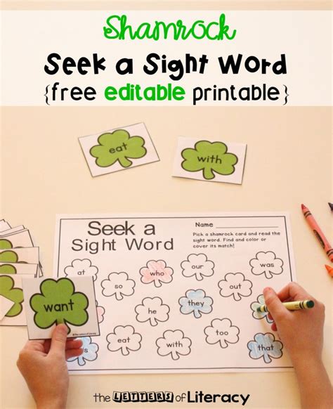 Shamrock Seek A Sight Word Free Editable Printable The Letters Of